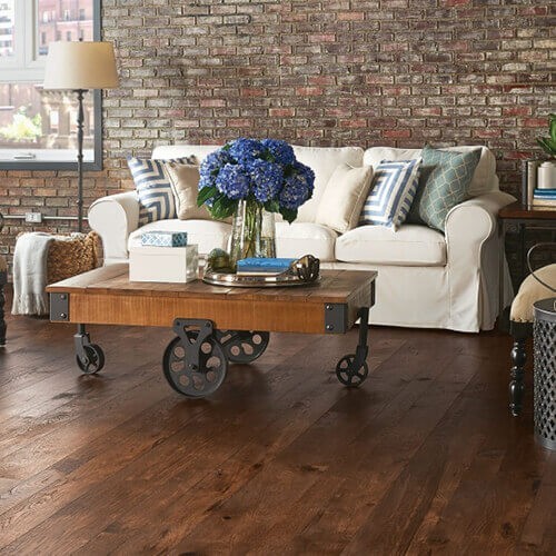 Living room hardwood flooring | Tri-City Carpet